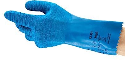 VersaTouch Ansell AlphaTec 62-401 Latex-Handschuhe, Chemikalien Handschuhe, Chemikalien- und Flüssigkeitsschutz, Industrie PSA, Arbeitshandschuhe Wiederverwendbar, Blau, Größe L (6 Paar)