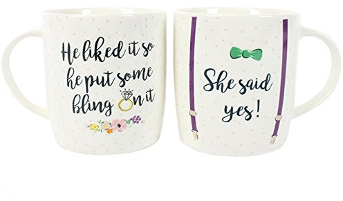 Cadeau de fiançailles She Said Yes Tasses de fiançailles Lot de 2