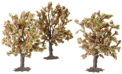 NOCH Obstbäume, rosa blühend, 3 Stück 8 cm für die Spurweiten H0, TT zum Modellbau und DIY Dekoration