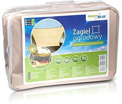 Green Blue GB504 Sonnensegel Sonnenschirm Sonnenschutz Windschutz UV-Schutz Sonne Quadrat Creme 4m x 4m (4 Meter)