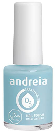 Andreia Vernis Halal - Vernis à Ongles Végétalien Brillant, Perméable & Respirant Conforme aux Exigences Halal - Haute Qualité - Couleur B3 Bleu Pastel - 10.5ml