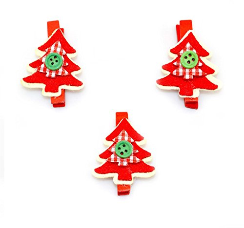 3pcs Christmas Wooden Peg Mini Tree Shape Clips Colourful Christmas Decorations