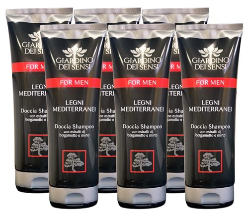 6 x GIARDINO DEI SENSI Doccia Shampoo For Men Legni Medit.250 Ml