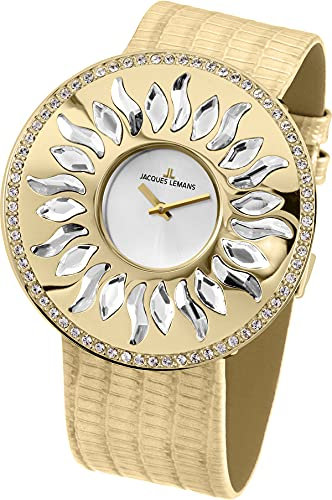 JACQUES LEMANS Damenuhr Flora 1-1700 massiv Edelstahl ip-Gold 1-1700C