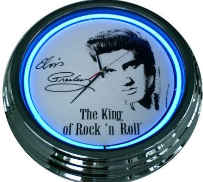 Neonuhr Elvis Presley Wanduhr Deko-Uhr Leuchtuhr USA 50's Style Retro