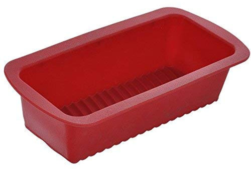 GMMH Silikon Brotbackform, Kastenform mit verzierenden Streifen, Antihaft Backform Kuchenform für Kuchen und Brot, 23x10x6 cm (Rot)