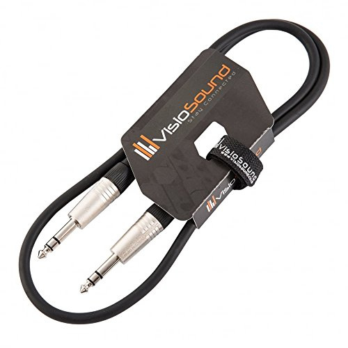 6.35mm 1/4 Stereo TRS Jack to Jack Balanced Audio Cable (Black, 1m) | Noiseless OFC Balanced Signal, Audio, Patch Cable / 11 Colours
