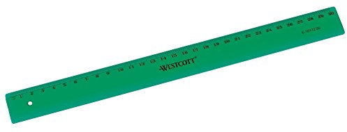 Westcott E-10172 00 Kunststofflineal, 30cm, cm/mm-Skalierung, grün
