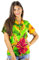 Funky Hawaiihemd Hawaiibluse, Big Flower, grün, M