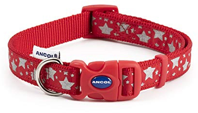 Ancol Fashion Reflective Stars Red Adj Collar 30-50cm