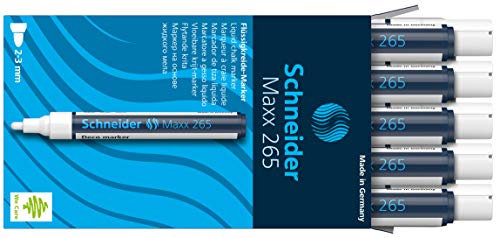 Schneider Maxx 265 Kreidestift (2-3 mm Strichstärke, feucht abwischbar, wasserbasiert, geruchsneutral) 10 Stück weiß
