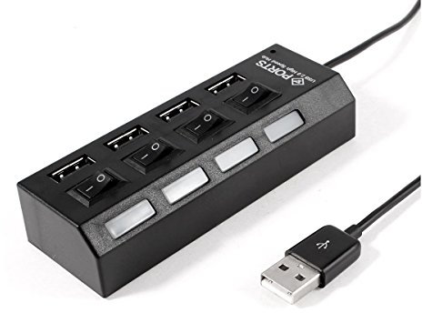 KALEA-INFORMATIQUE © - Multiprise Hub USB 2.0 High Speed Avec activation indépendante des ports - DESIGN - COLORIS NOIR