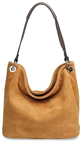 Caspar Klassische Leder Schultertasche Umhängetasche aus hochwertigem Veloursleder - PREMIUM LINE - Modell No.580 - Made in Italy