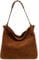 Caspar Klassische Leder Schultertasche Umhängetasche aus hochwertigem Veloursleder - PREMIUM LINE - Modell No.580 - Made in Italy, Farbe:cognac