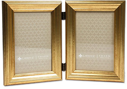 Lawrence Frames 4x6 Hinged Double Sutter Burnished Gold Picture Frame, 4 x 6 Dual