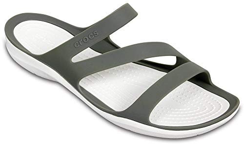 Crocs Femme Swiftwater Sandal W Sandales, Smoke/White, 41/42 EU
