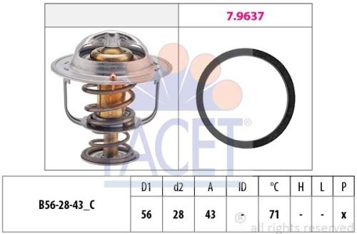 FACET 7.8650 Thermostat Kühlmittel Kühlwasserthermostat 71°C Kompatibel mit RENAULT MASTER II Kasten FD 2120000QAB KW 580 650 4415162