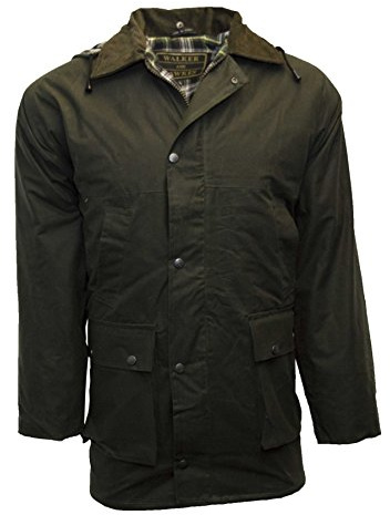 Walker & Hawkes - Veste cirée pour Homme - sans Rembourrage - Chasse/Campagne - Vert Olive - Medium