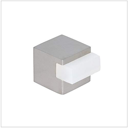 EVI Herrajes | Quadratischer Türstopper, Klebemontage | Ø20 x 20 mm | Edelstahl AISI 304, Weißer Gummi | Hervorragende Haftung | I-197/20BHAM