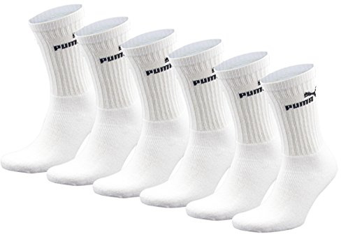 Puma 112121001 UK 2.5-5 Unisex Crew Sports Socks (6-Pair Pack) White
