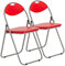 Harbour Housewares Padded Folding Chairs - Easy Store Metal Frame Office Bedroom Seating - Max Load: 114kg - Red - Pack of 2