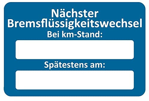 AUPROTEC Kundendienst Aufkleber Werkstatt Serviceaufkleber Auswahl: 10 Stück, Nächster Bremsflüssigkeitswechsel