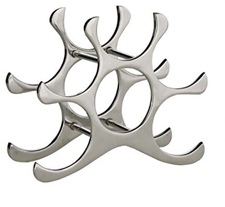 Casa Padrino Designer Weinregal aus poliertem Aluminium für 6 Flaschen H 26 cm, B 28 cm, T 11 cm - Flaschenhalter - Flaschenablage