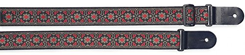 Stagg 20960 82 - 141 cm Woven Nylon Flowers Decorated Guitar Strap - Red
