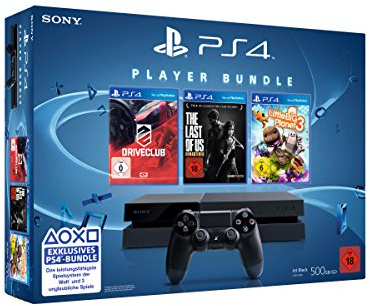PlayStation 4 - Konsole (500GB) inkl. DriveClub, Little Big Planet 3 und The Last of Us: Remastered [CUH-1116A]
