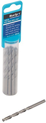 Blue Spot 20272 5 mm Half Ground HSS Drill Bits in Tube (10-Piece)