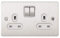 Schneider Electric Ultimate Flat Plate - Switched Double Power Socket, Double Pole, 13A, GU3220DWSS, Stainless Steel with White Insert