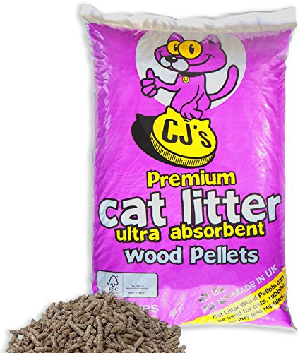 Cj's 30 L Premium Cat Litter Ultra Absorbent Wood Pellets Ideal for Cats, Rabbits, Poultry & Reptiles! Includes Tigerbox® Antibacterial Pen!