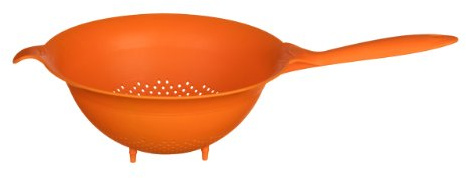 Premier Housewares Orange Plastic Colander Strainer With Handle Ideal For Washing And Draining Vegetables Pasta Food Strainer With Holes 25 x 10 x 44