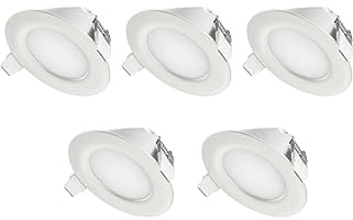 TEVEA® Ultra Flach LED Einbaustrahler IP44 dimmbar für den Wohnbereich |auch für das Bad geeignet| 6W 230V Rahmen weiss Rund Einbauspots Badleuchten, 5 Stück Einbauleuchten (Kaltweiss)
