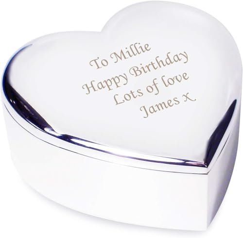 Personalised Heart Trinket Box - Up to 40 Characters, Silver Plated