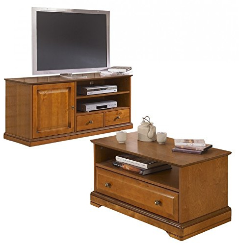 Beaux Meubles Pas Chers Meuble TV et Table Basse Plaqués Merisier