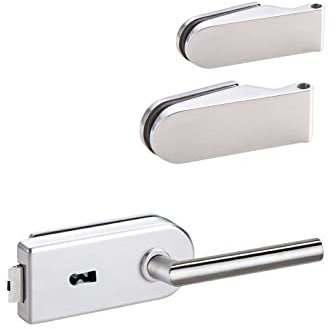 DORMA Studio Rondo Glastürbeschlag BBSS Set UV matt + 2-tlg. Bänder Glastürschloss Glastürbeschläge mit Flüsterfalle. Sehr hochwertige Türdrücker inkl. Bändern für Glastür