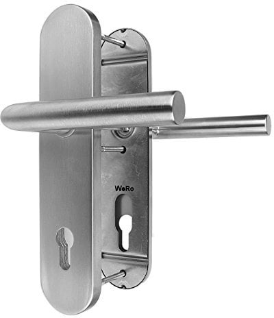 Edelstahl Schutzbeschlag für WOHNUNGSTÜREN ES 1 Drücker/Drücker