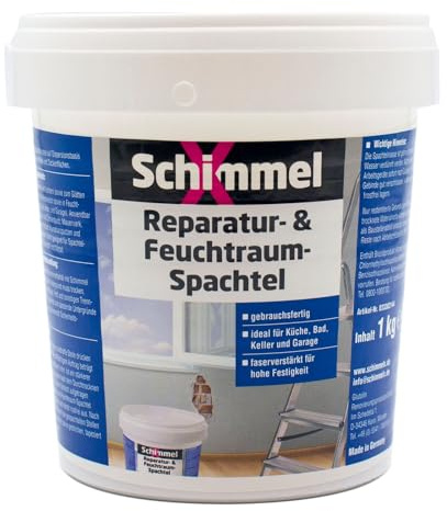 SchimmelX Reparatur- & Feuchtraum-Spachtel 1 Kg (Weiß, Metall, Paste, metal_repair_adhesive, Spachtel, Füller, 2076478031, Weiß)