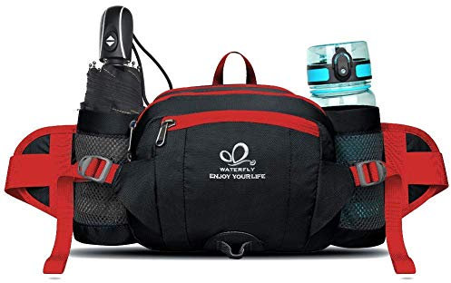 Waterfly Sac Banane de Sport, Sac Ceinture Banane Homme Femme avec Porte Bouteille (Noir)