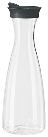 OGGI Clear Carafe w/Flip Open Lid - Ideal Juice Bottle, Clear Pitcher with Lid, Tea Pitcher, Water Carafe, 1.6 Lt(54Oz), Black