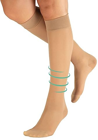 CALZITALY PACK 1/2 Mi-bas de Contention avec Compression Graduée Forte 18-22 mm/Hg | Noir, Beige | S/M, L/XL | 140 DEN | Made in Italy (Naturel, L/XL)