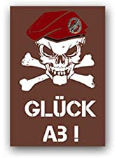 Aufkleber/Sticker Fallschirmjäger BW Barett Schädel BW Glück ab Fsch 5x7cm A2921