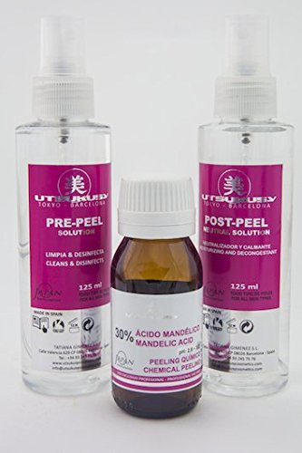 UTSUKUSY Medical Mandelsäure-Peeling - Professionelles Fruchtsäurepeeling-Set mit 30% Mandelsäure (AHA), pH: 2,8 - 3,0