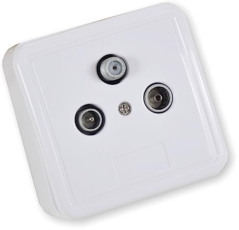 Transmedia FD6-SetCWiL Antennendose Stich 1dB für Einzel und GA-BK-Anlagen mit Abdeckung und Rahmen/digital/Rückweg/Sonderkanal/Class A weiß