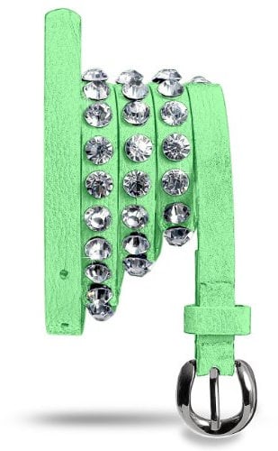 Caspar GU235 schmaler Damen Taillengürtel mit grossen Strass Steinen, Gürtelgröße:100, Farbe:mint