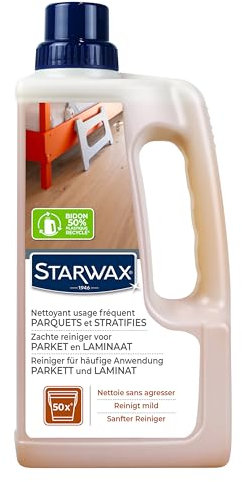 STARWAX - Milder Reiniger Parkett & Laminat - Reinigt, ohne zu strapazieren - Erhält das natürliche Aussehen des Holzes - Konzentrierte Formel - Kein Nachspülen - pH-neutral - 1 l - Bis 50 Reinigungen