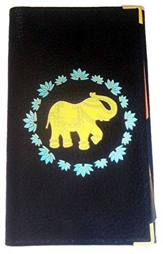 Syl'la Protection Porte Carte Grise papiers Voiture permis Noir en Cuir pour Femme (Elephant)
