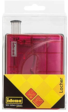 Idena 300751 - Locher mit Anschlagschiene, transluzent, 16 Blatt, rot