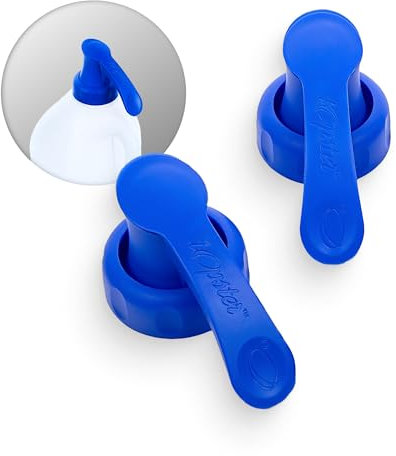 Topster Milk Top Pourers - Blue Pourers for Plastic Bottles, Eliminates Spillage, Mess & Drips Around Kitchen & Fridge, 2 Pack
